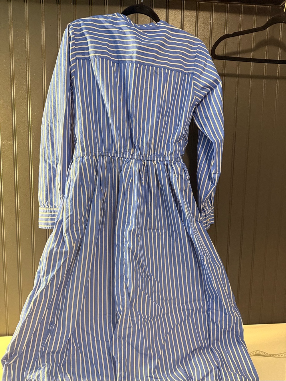 Blue & White Striped Midi Dress - Classic Shirt Dress - Picture 6 of 15